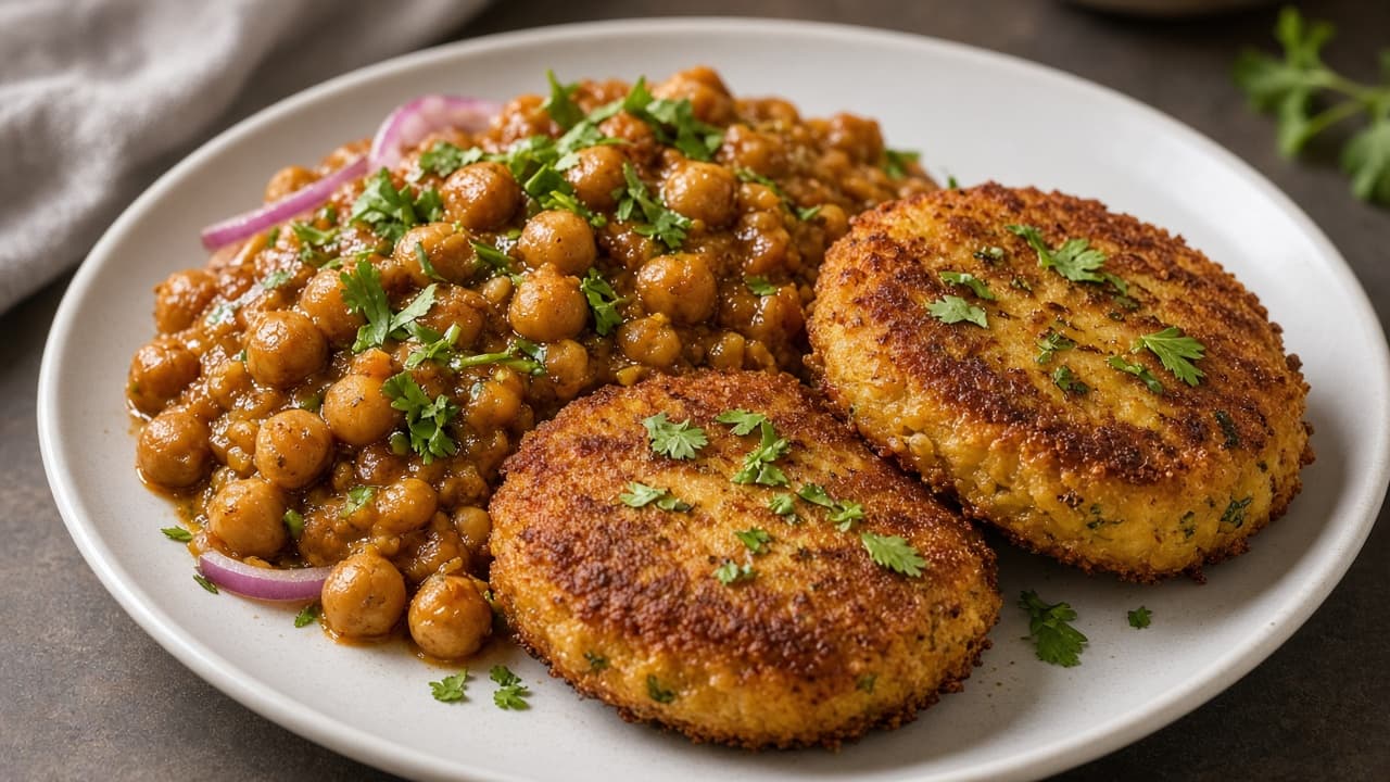 Aloo Tikki Chole Plate