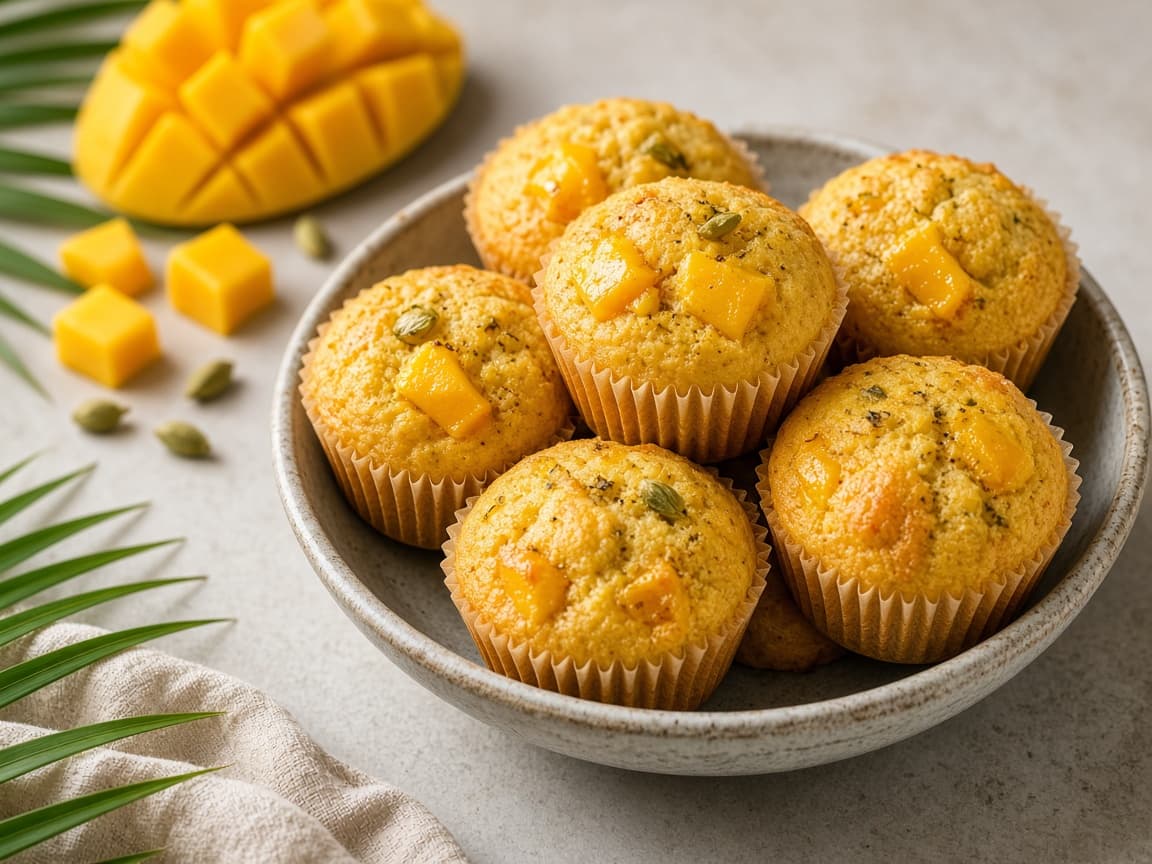 Cardamom Mango Wheat Muffins