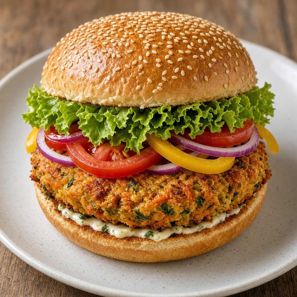 Homemade Crispy Veggie Burger
