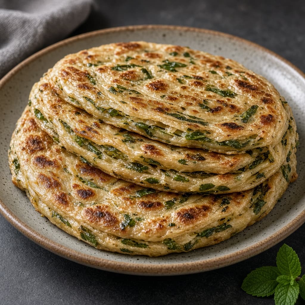 Layered Pudina Mint Paratha