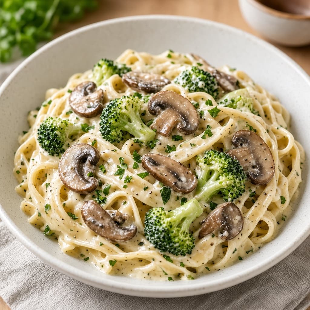 Lighter Veggie Alfredo Pasta