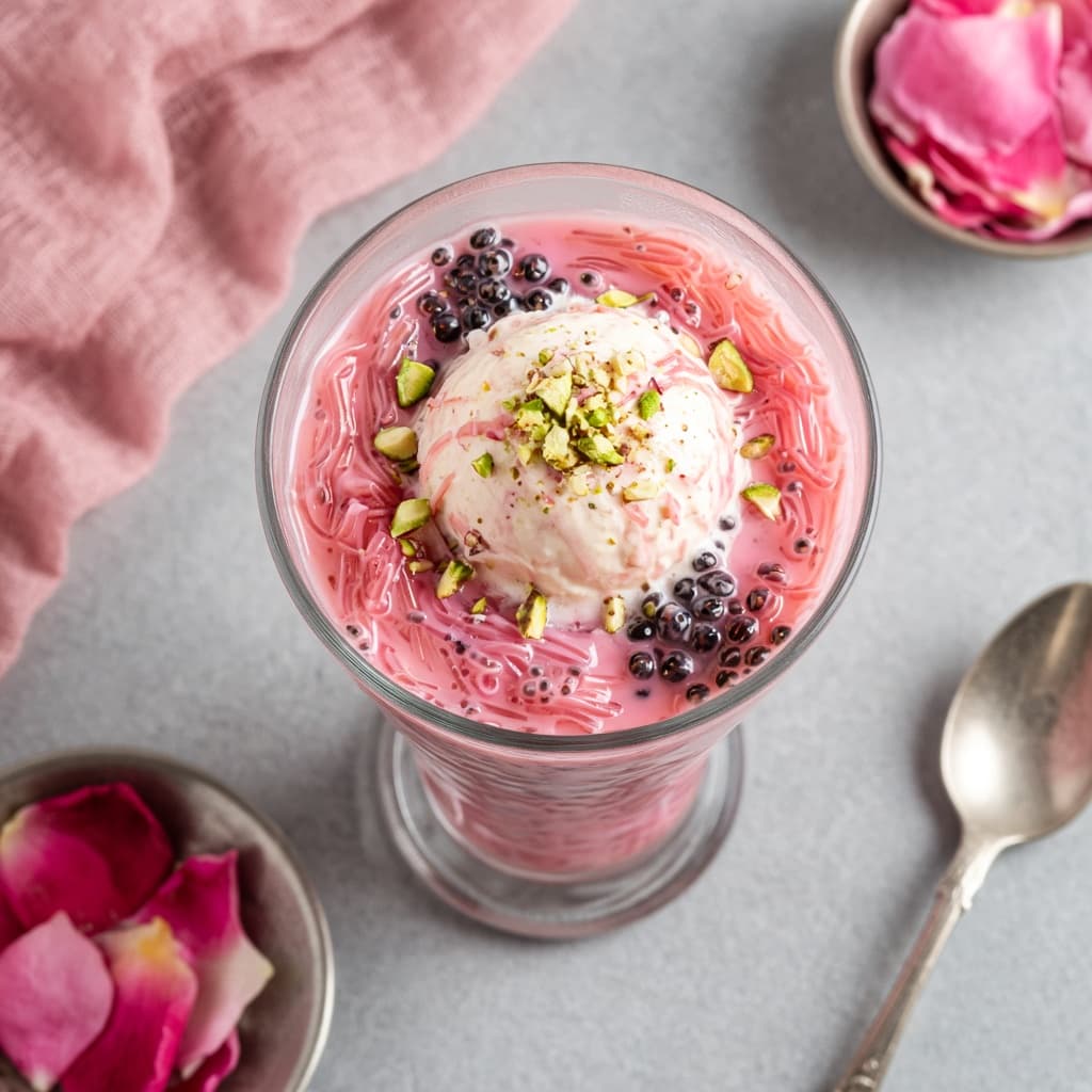 Rose Falooda With Ice Cream