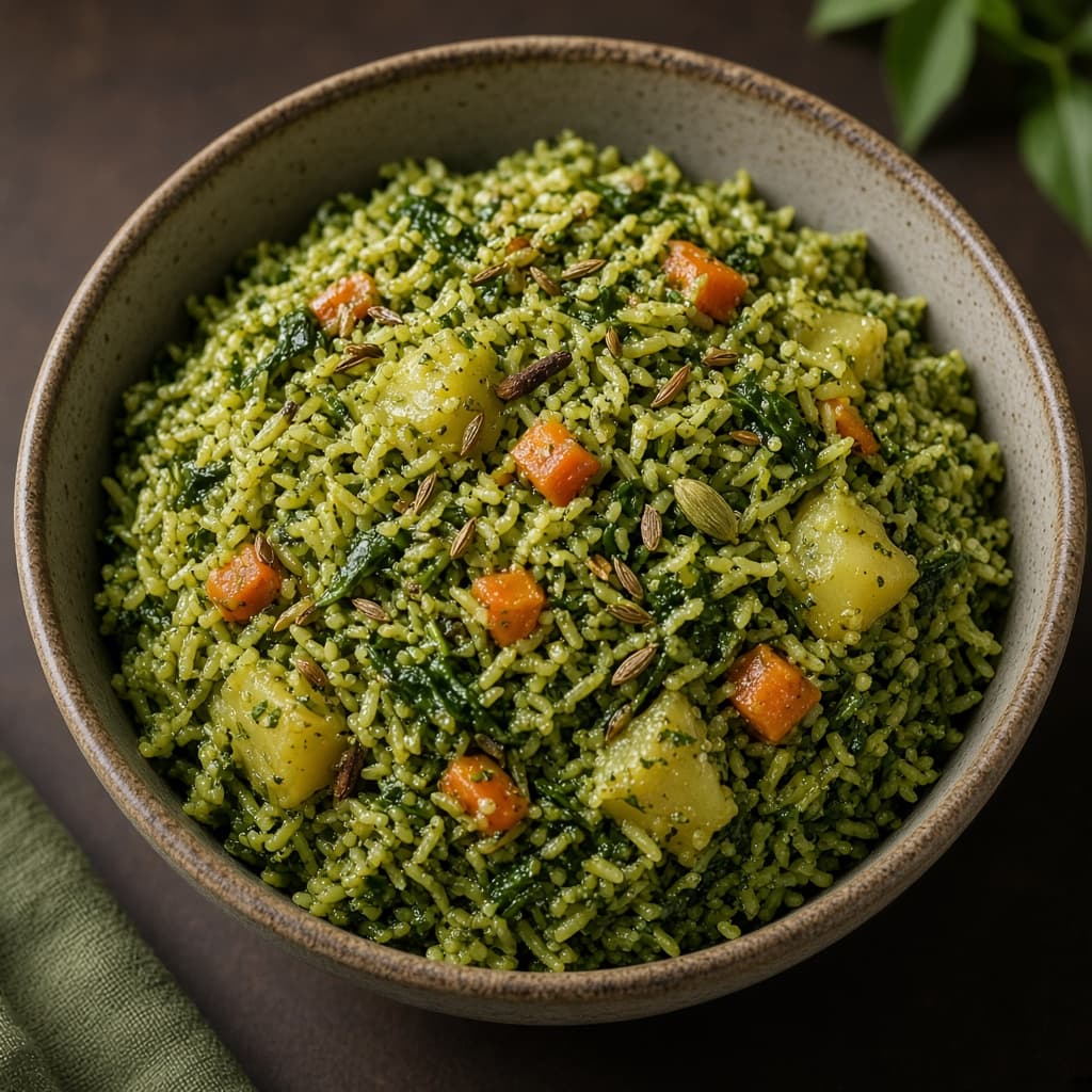 Simple Palak Spinach Pulao