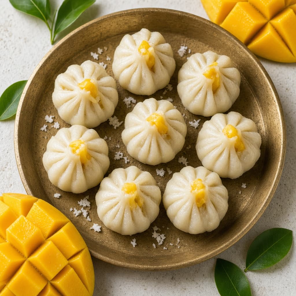 Steamed Mango Coconut Modak