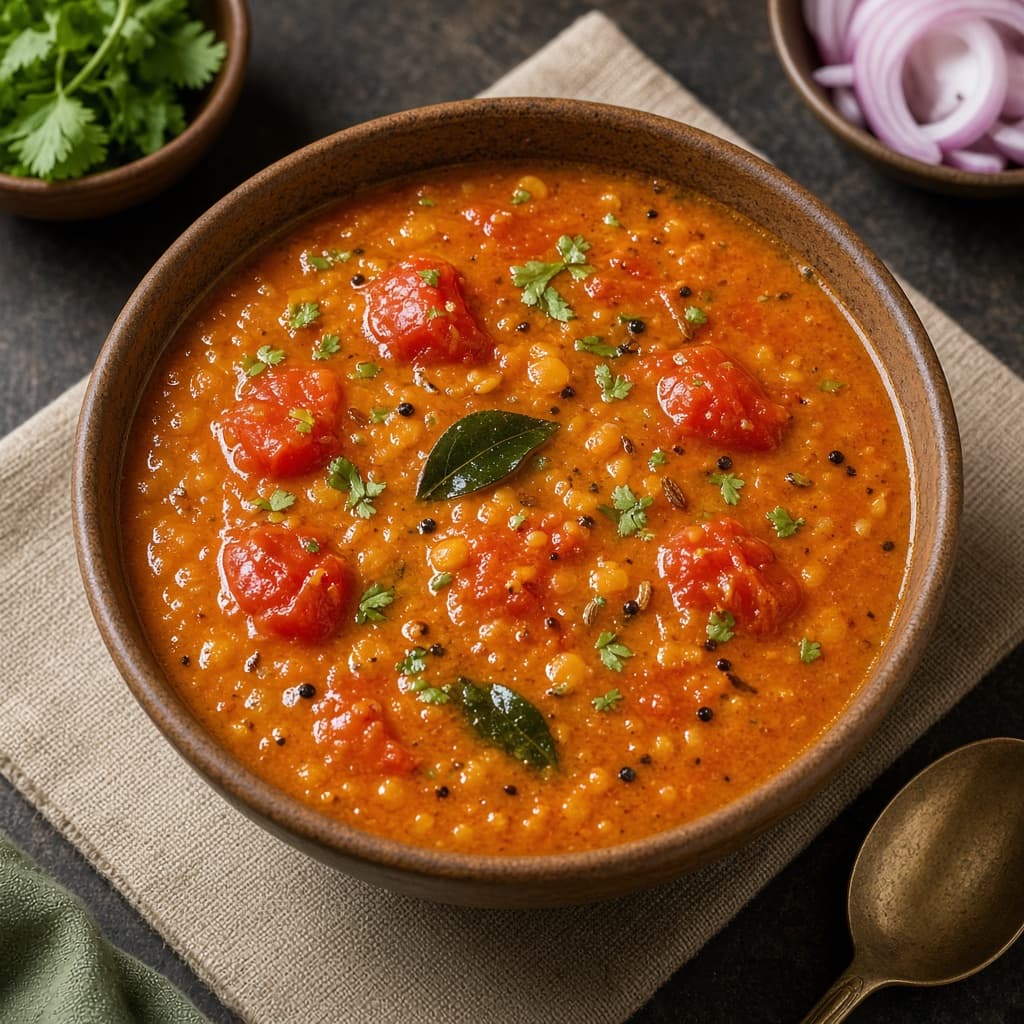 Tangy Thakkali Tomato Sambar