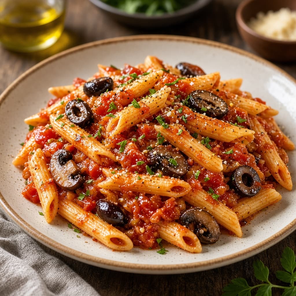 Tomato Mushroom Olive Penne