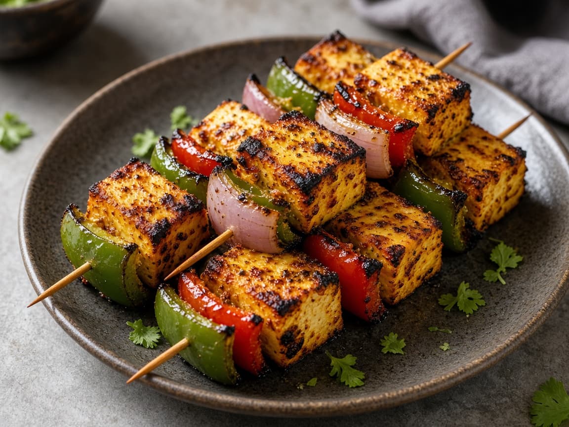 Achari Paneer Tikka Skewers