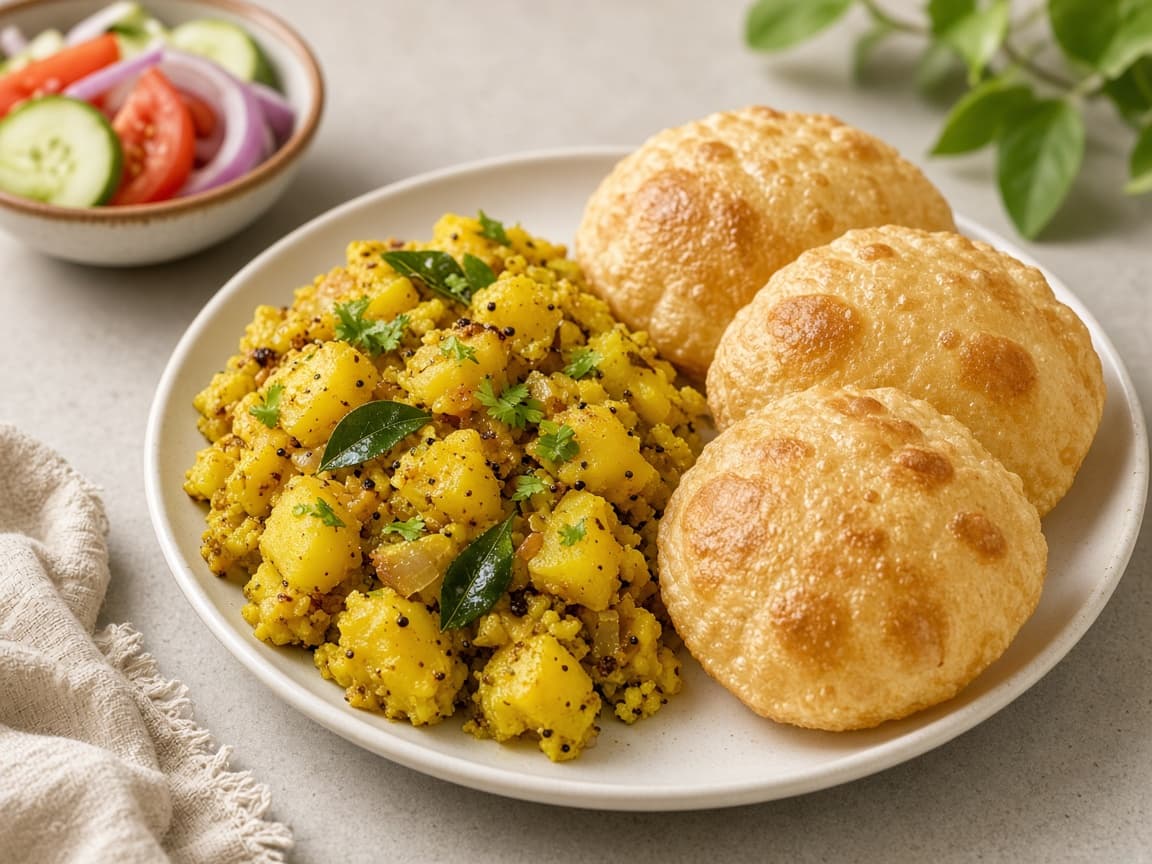 Baked Puri Bhaji Healthy Maharashtrian Breakfast