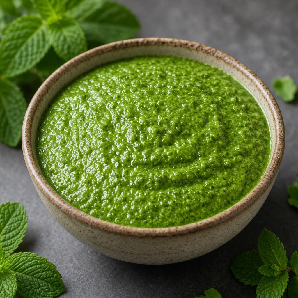 Bright Fresh Pudina Mint Chutney