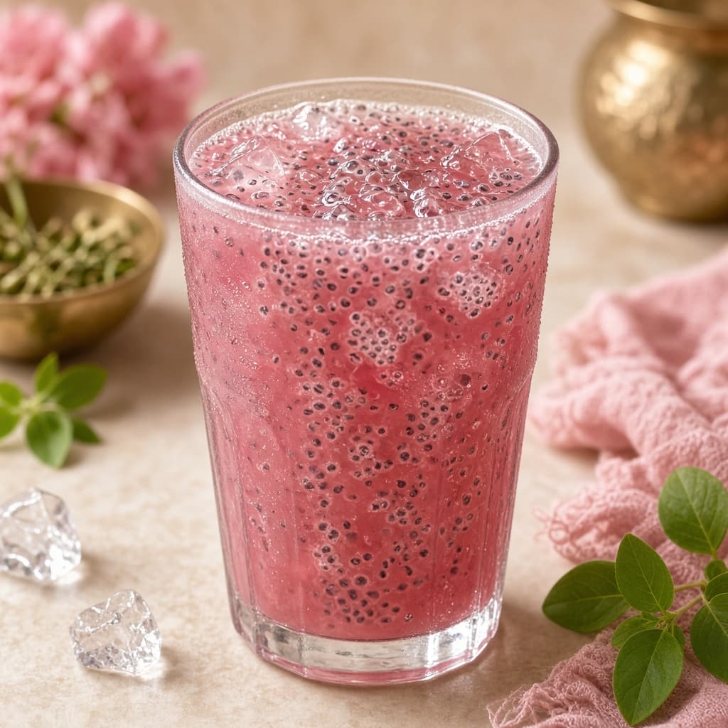 Cooling Rooh Afza Sabja Sharbat