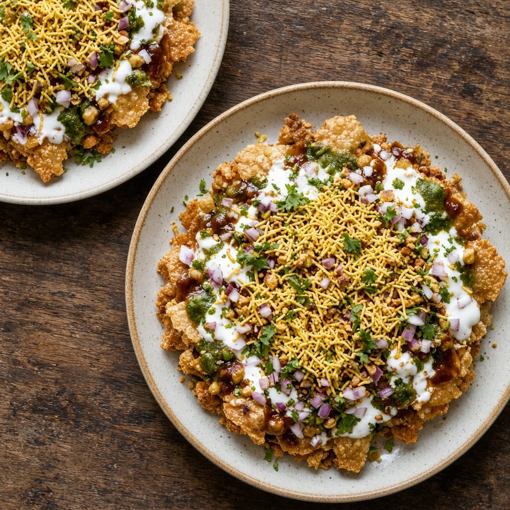 Crispy Masala Puri Chaat Plates