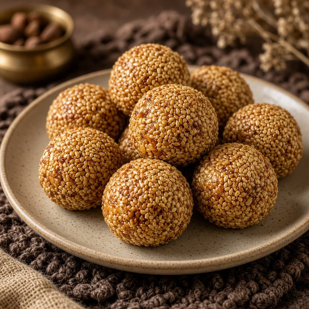 Crunchy Til Sesame Jaggery Ladoo