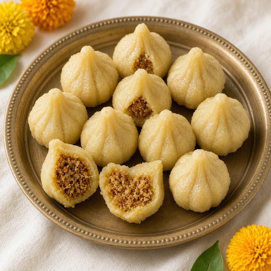 Easy Steamed Rava Semolina Modak