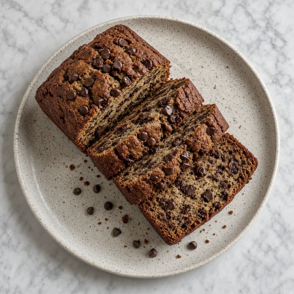 Eggless Choco Chip Banana Bread