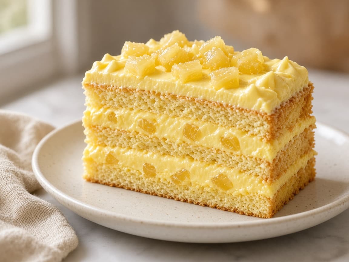 Eggless Pineapple Cream Pastry Cake
