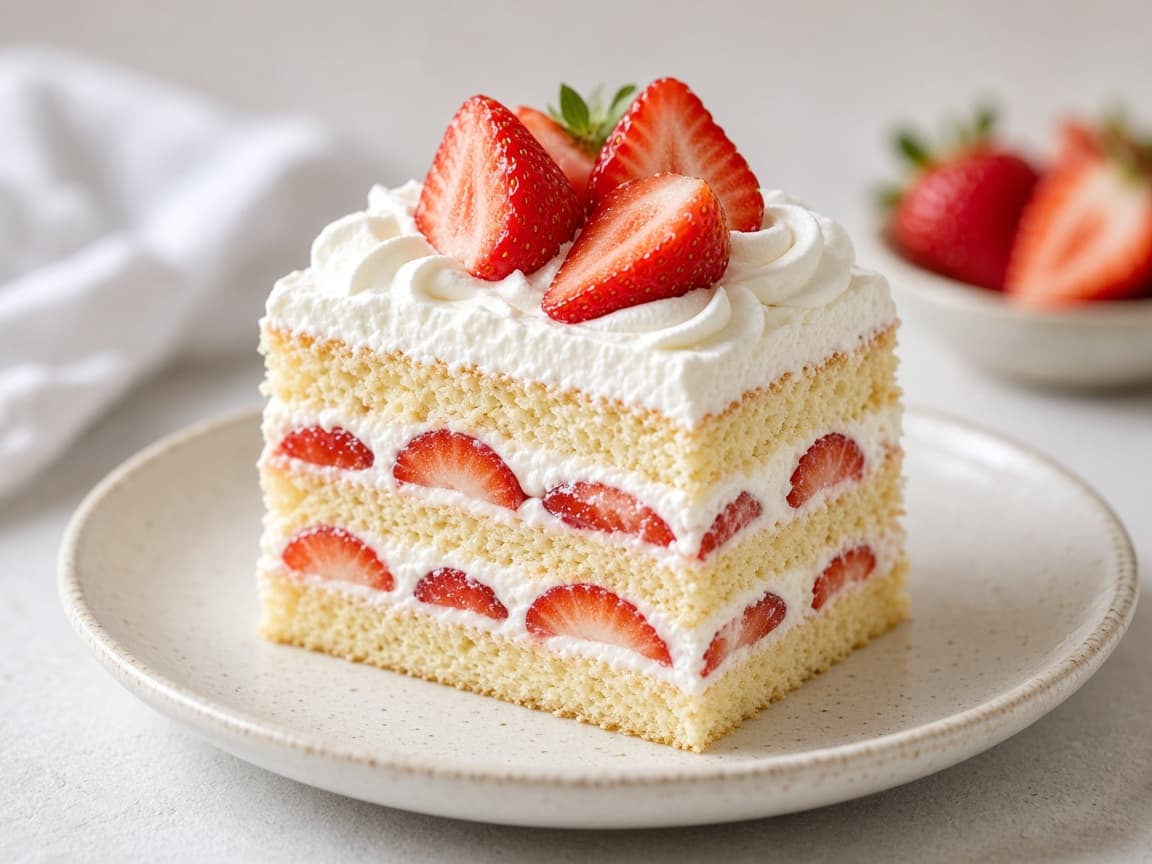 Eggless Strawberry Cream Gateau