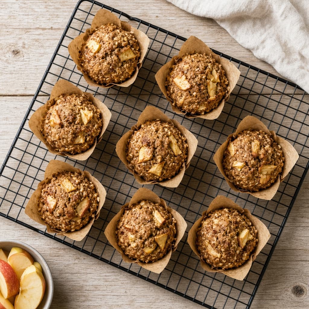 Eggless Whole Wheat Apple Muffins