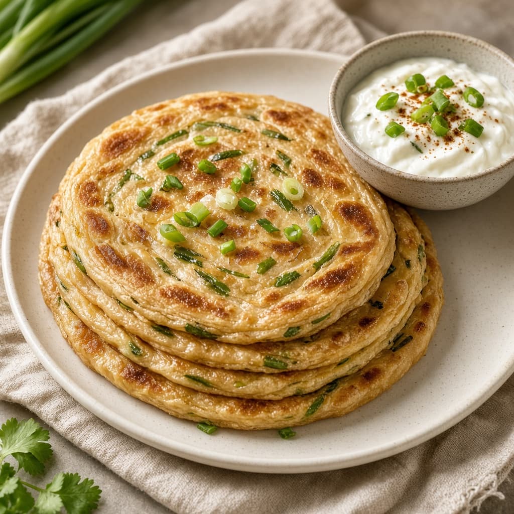 Flaky Spring Onion Hara Pyaz Paratha