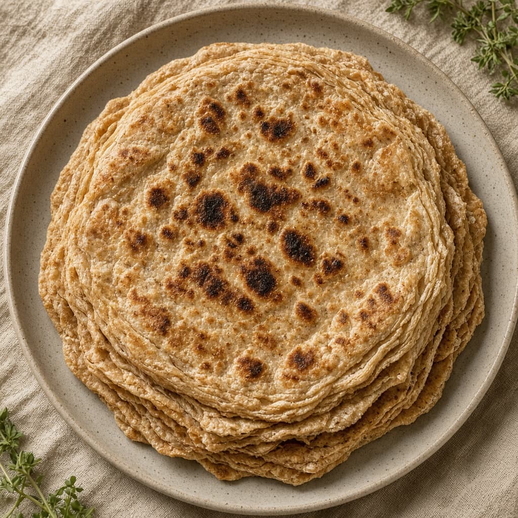 Flaky Whole Wheat Khasta Roti