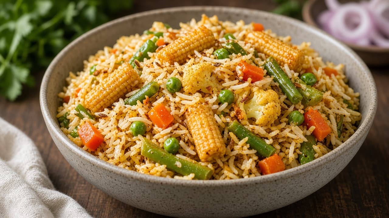 Fragrant Baby Corn Pulao