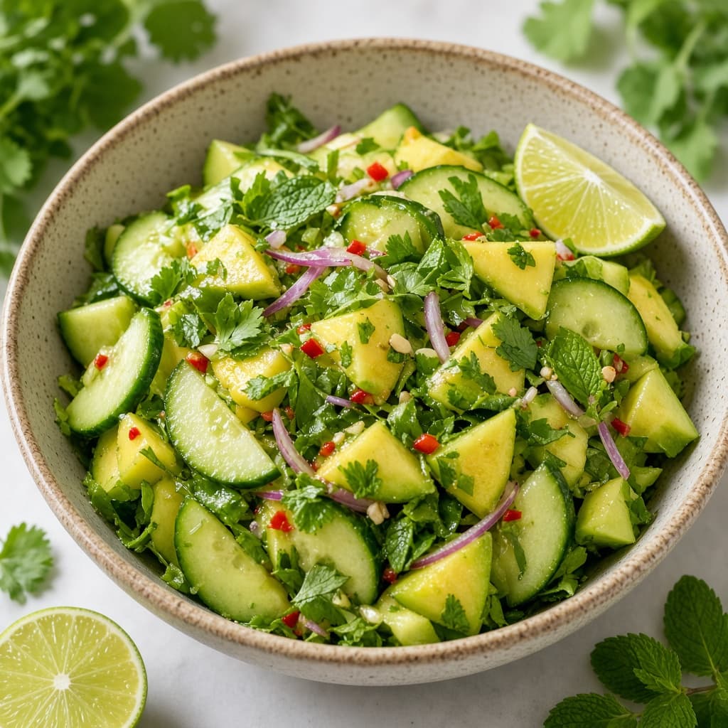 Fresh Raw Mango Cucumber Salad