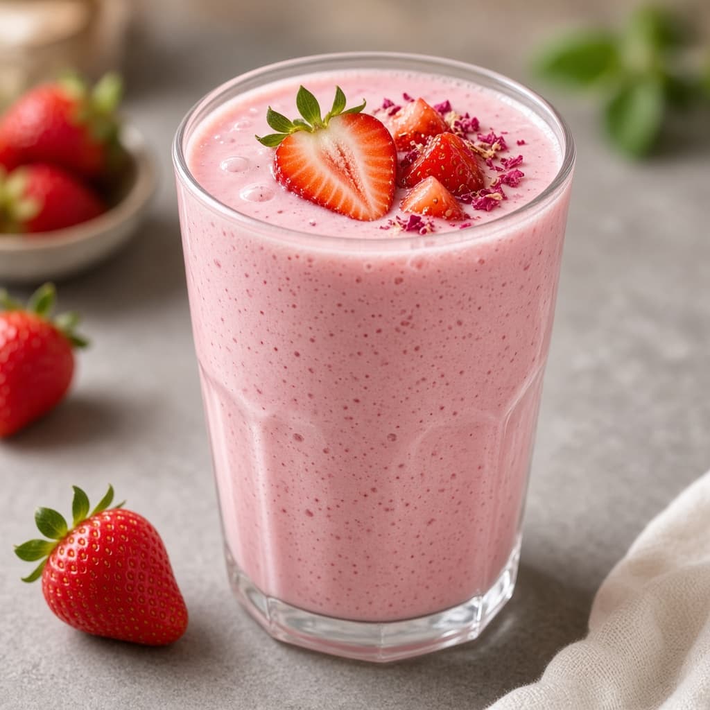 Fresh Strawberry Yogurt Lassi