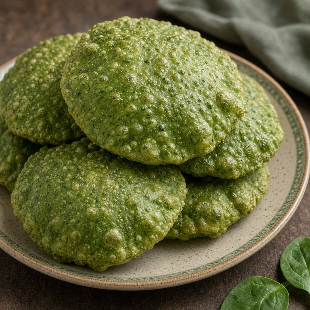 Green Palak Spinach Puri