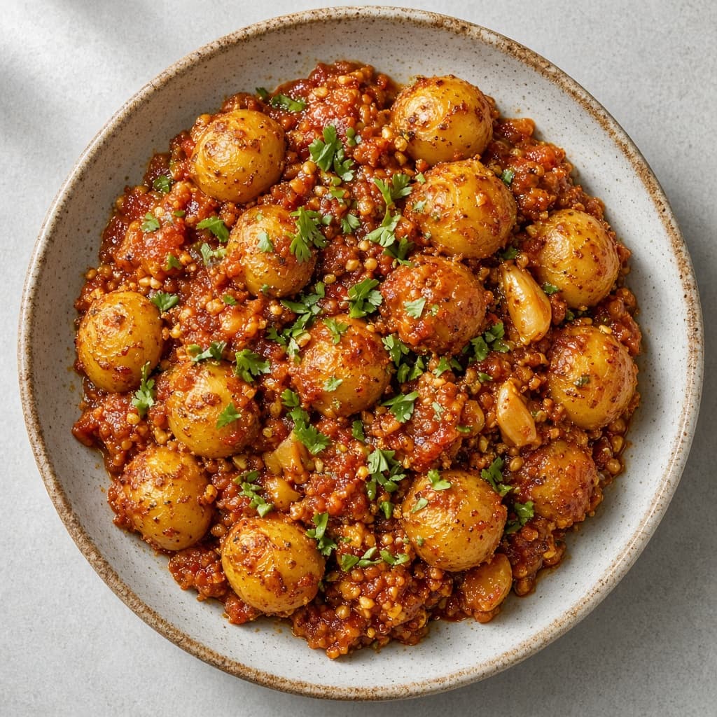 Gujarati Lasaniya Batata Garlic Potatoes
