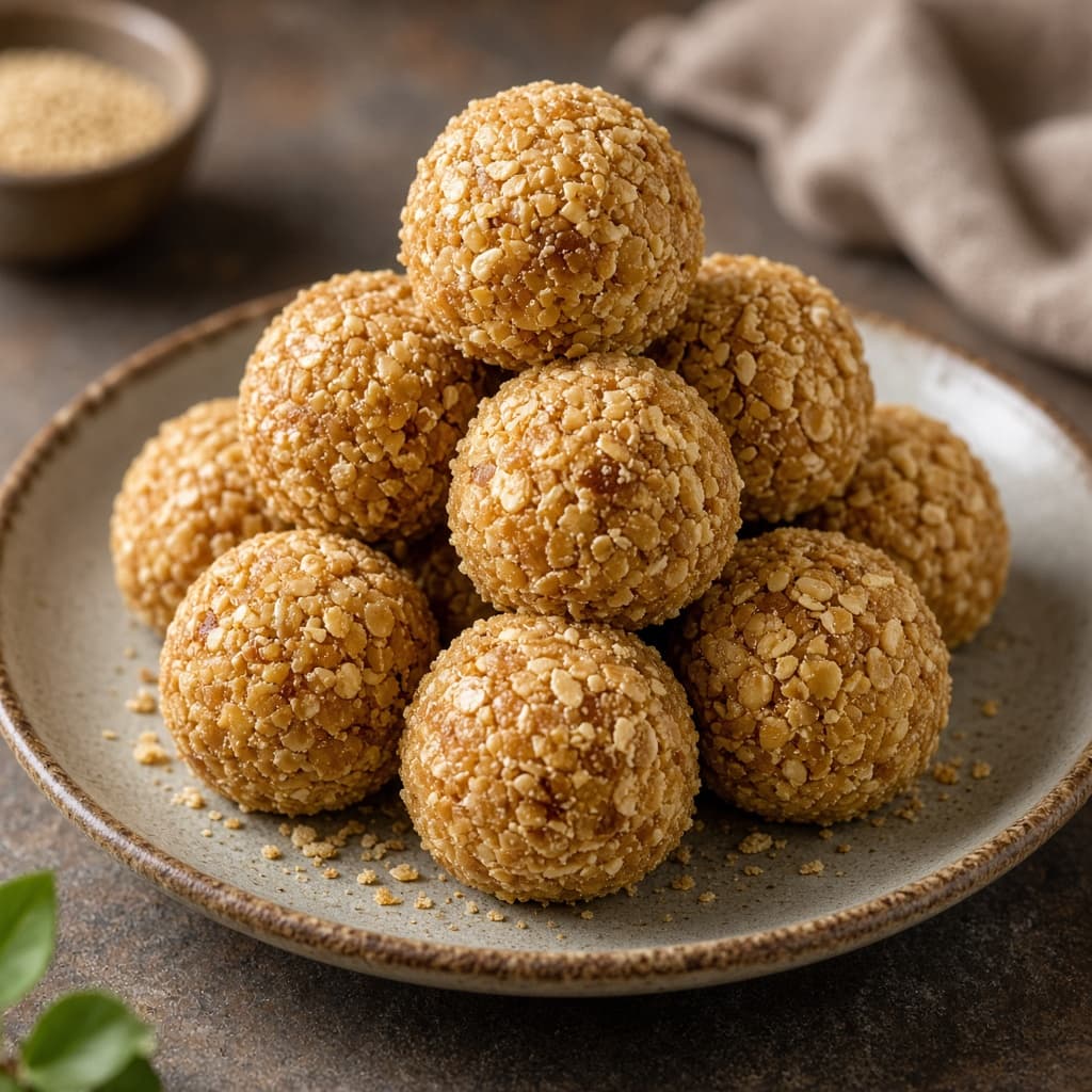 Jaggery Poha Aval Ladoo