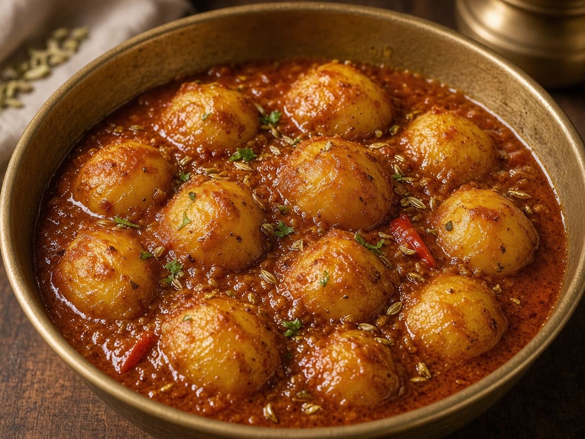 Kashmiri Dum Aloo with Fennel-Yogurt Gravy