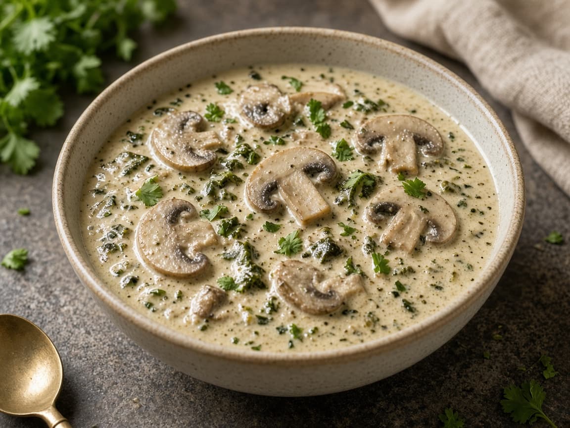 Methi Mushroom Yogurt Curry