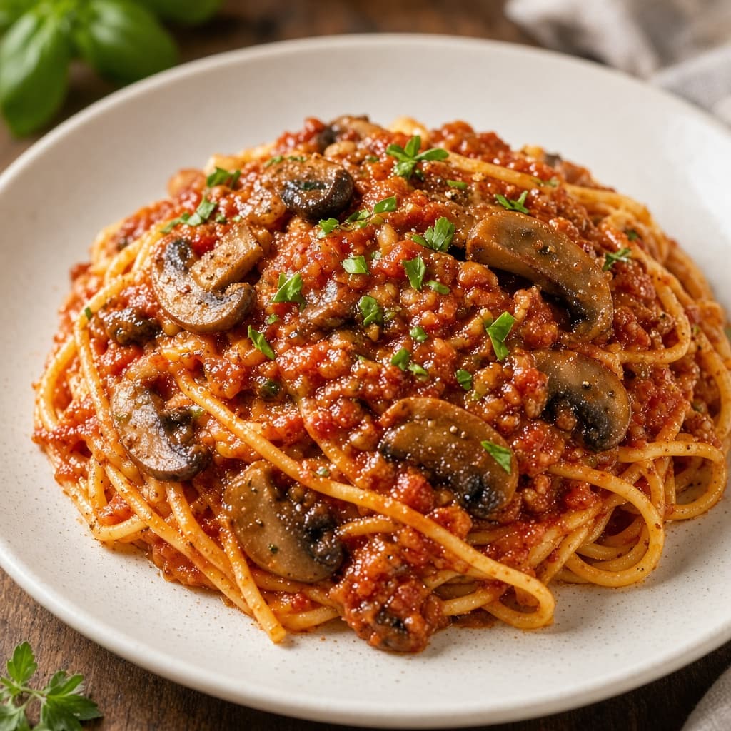 Mushroom Veg Spaghetti Bolognese