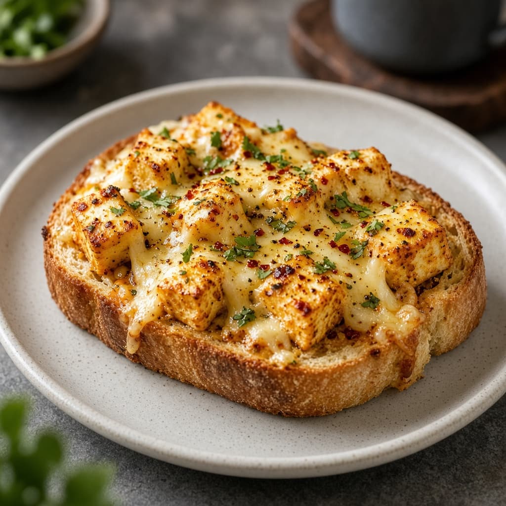 Open Faced Paneer Cheese Toast