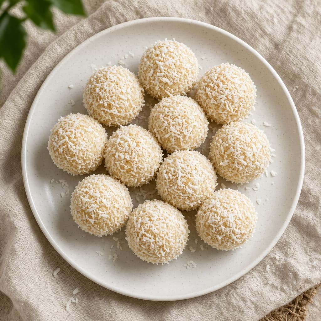 Quick Condensed Milk Coconut Ladoo