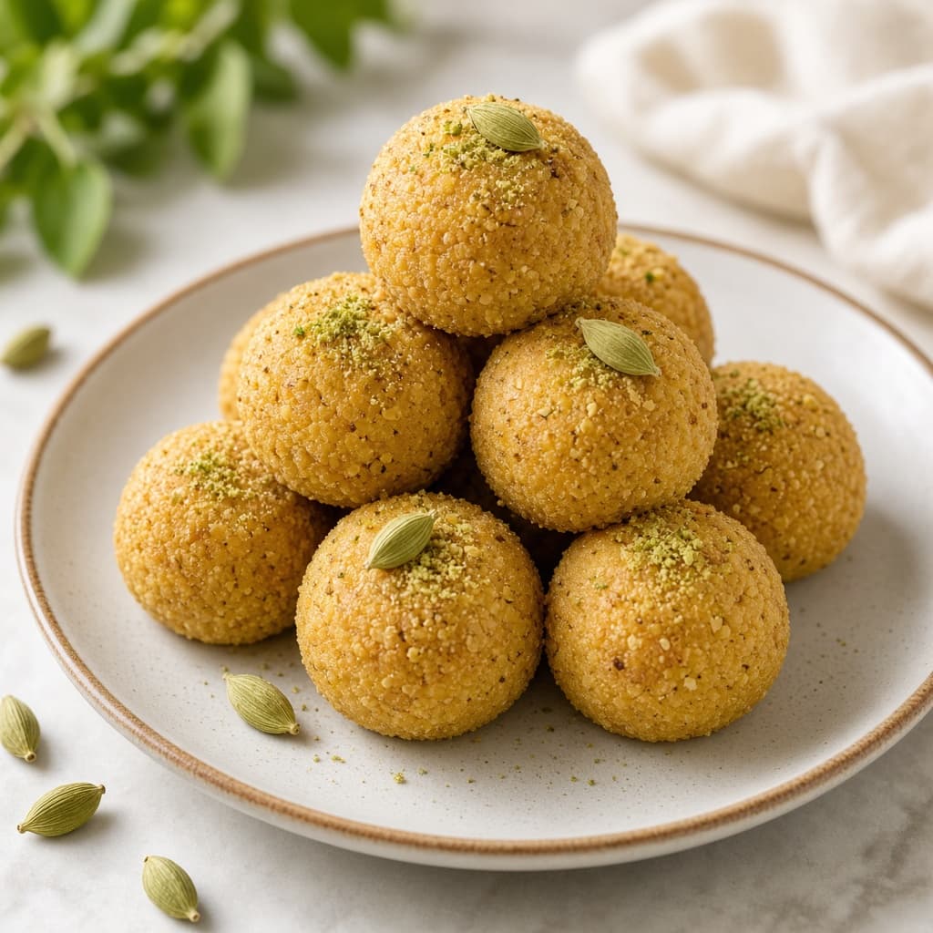 Roasted Moong Dal Ladoo