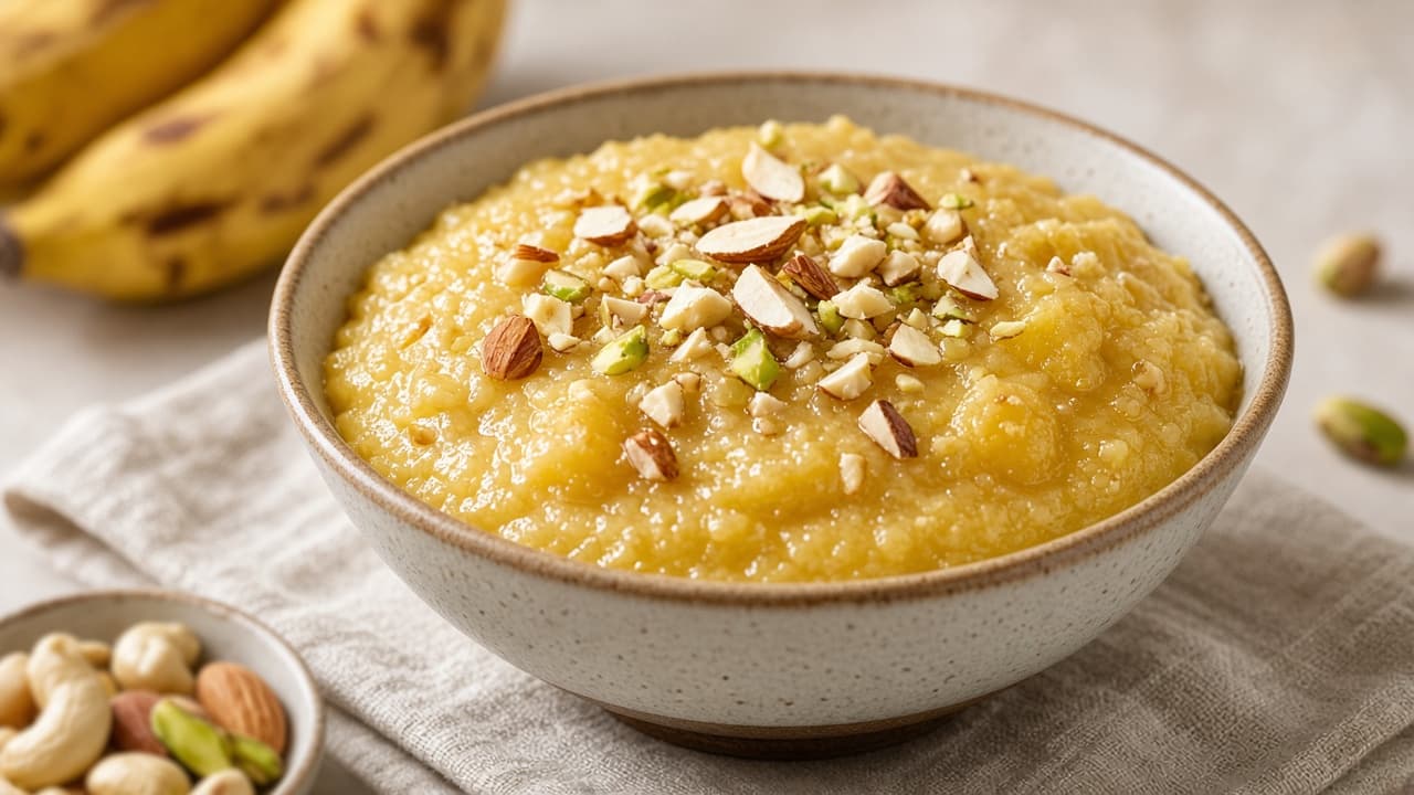 Soft Banana Sheera Halwa