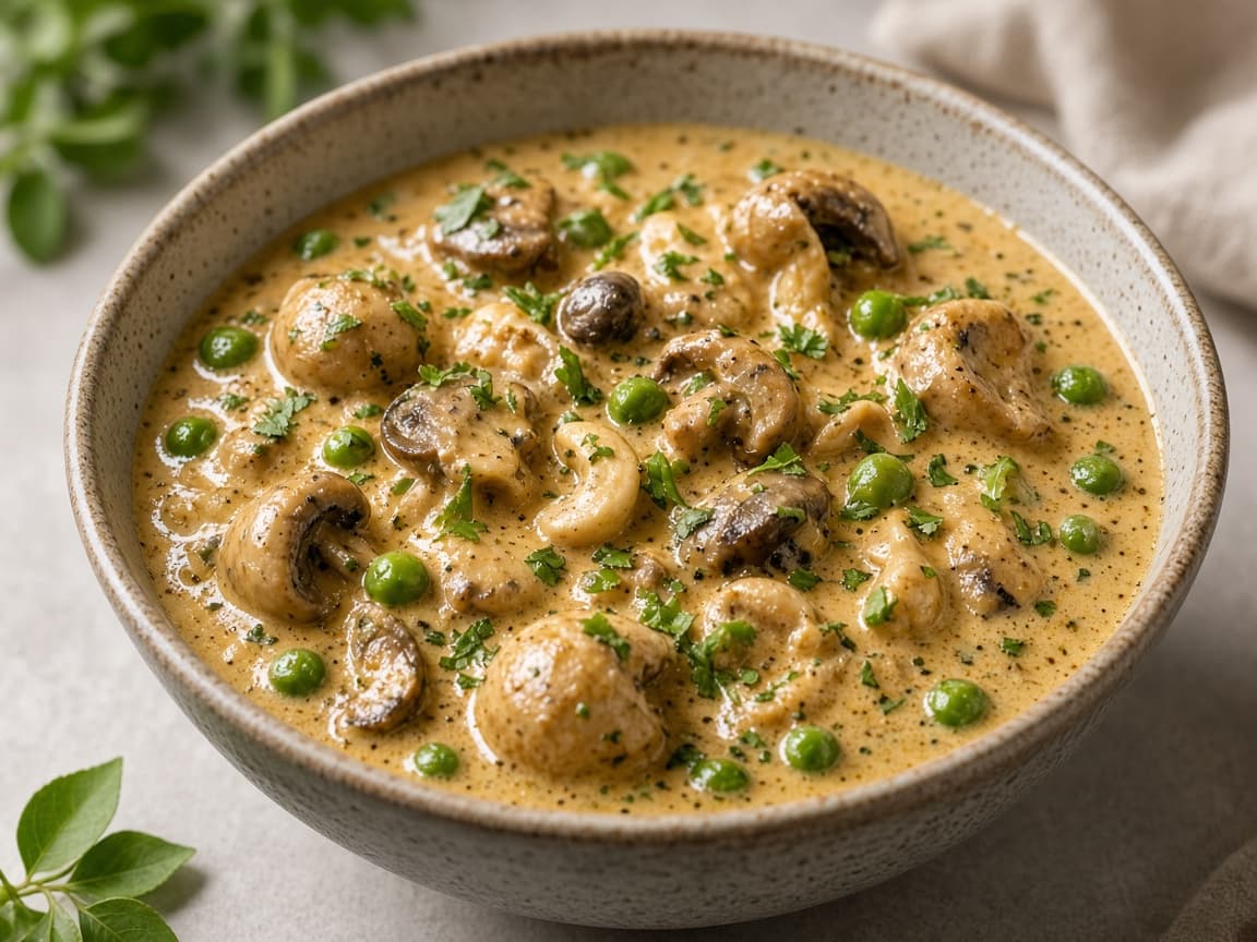 South Indian Mushroom Peas Curry
