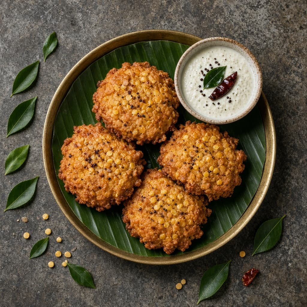 South Indian Parippu Chana Dal Vada