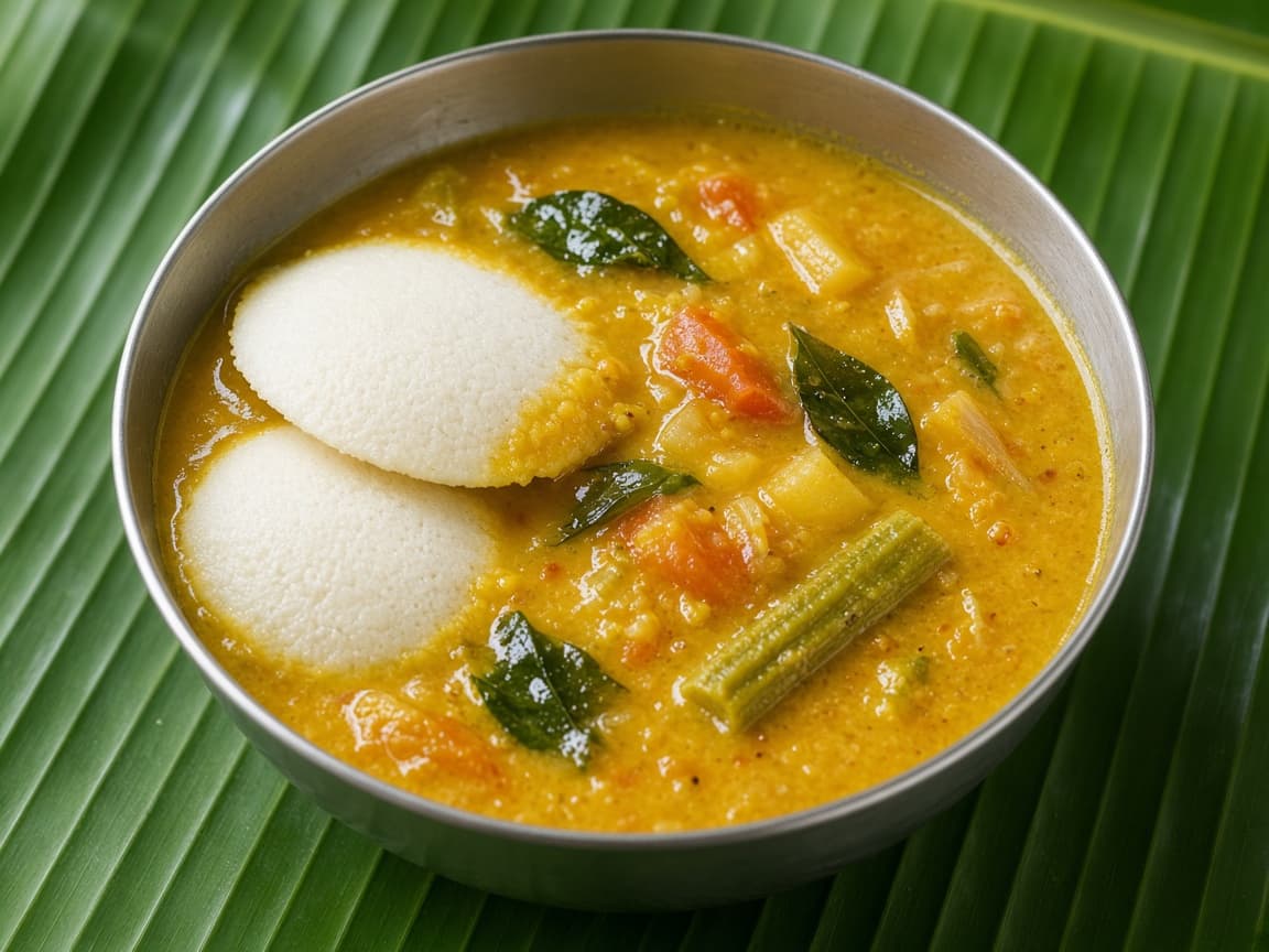 South Indian Tiffin Sambar With Steamed Idli