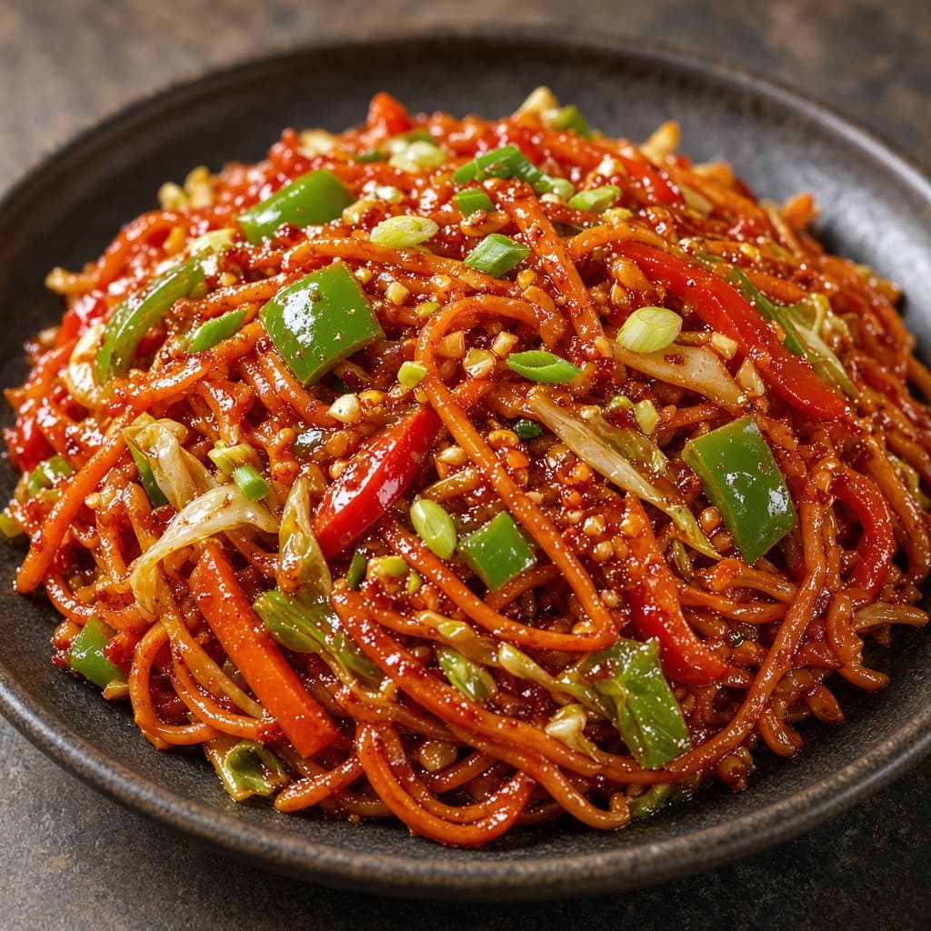 Spicy Indo Chinese Schezwan Noodles