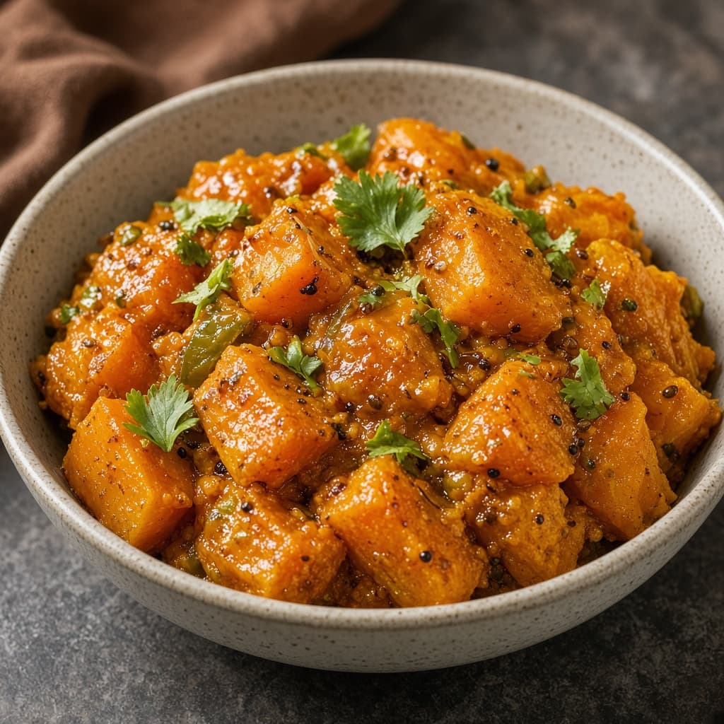 Sweet Tangy Kaddu Pumpkin Sabzi