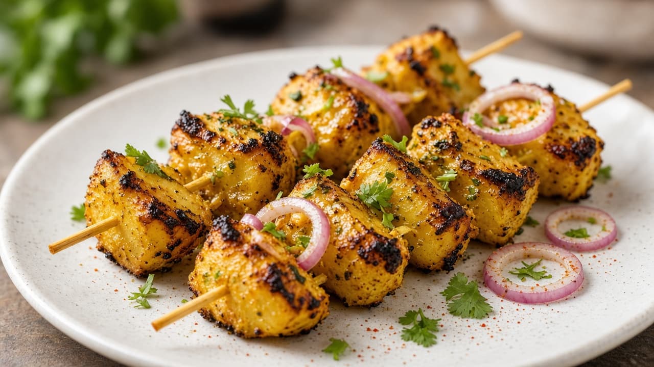 Tandoori Aloo Tikka Skewers