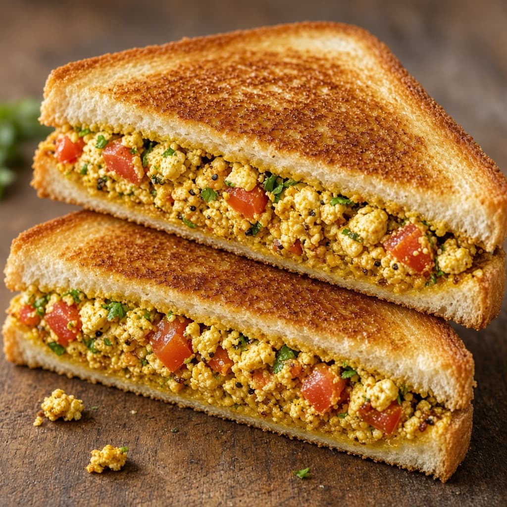 Toasted Paneer Bhurji Sandwich